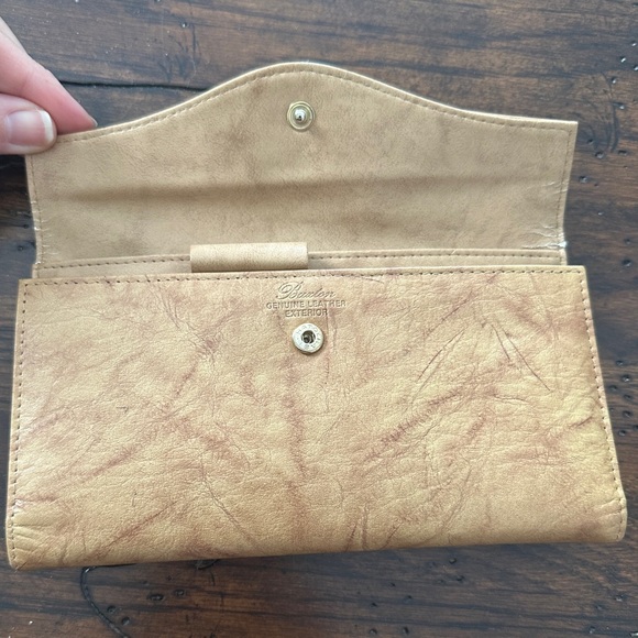 Vintage Buxton Genuine Leather Wallet Checkbook Holder Card Organizer Tan - Picture 5 of 10
